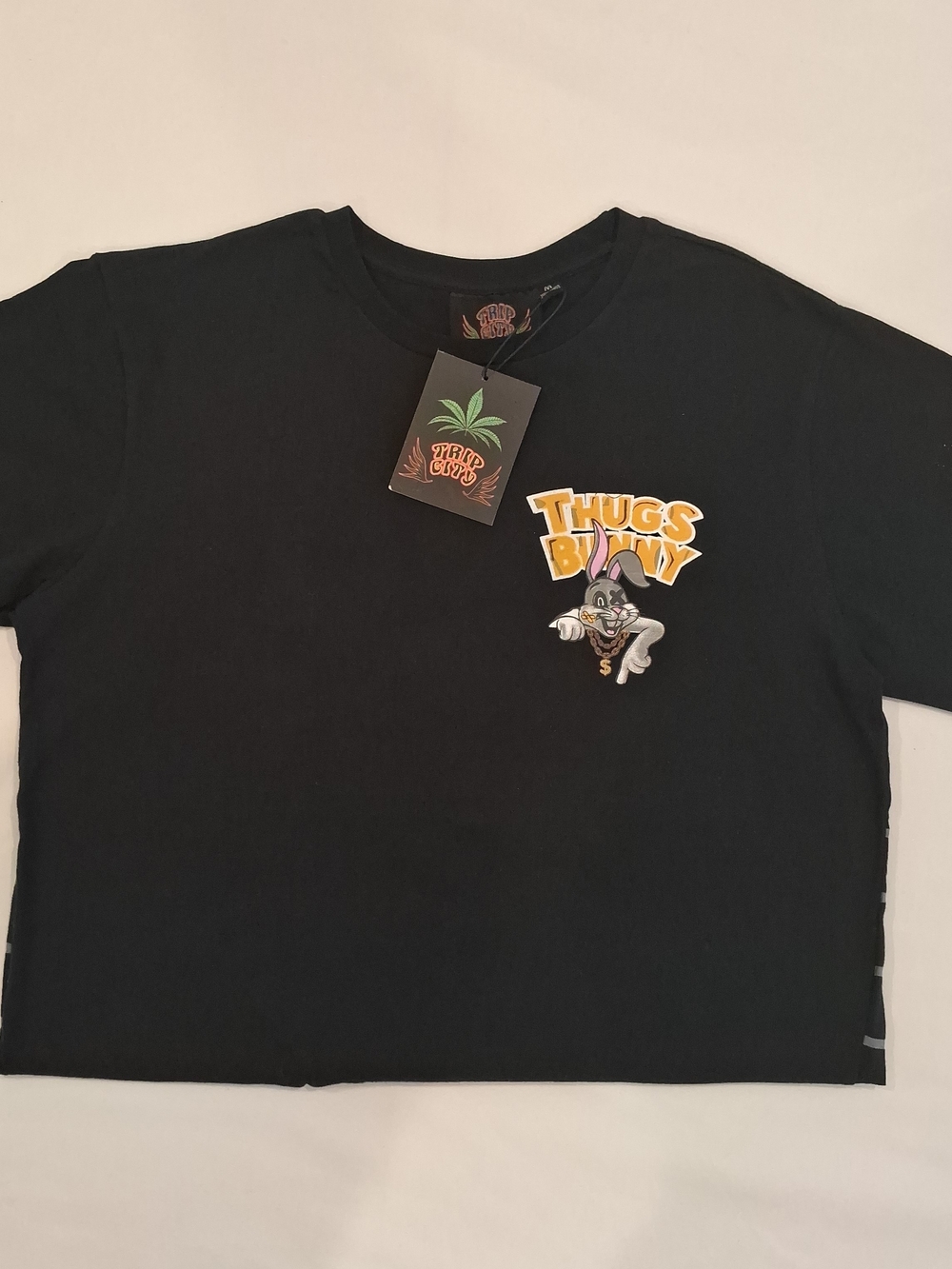 Thugs Bunny Graphic Short Sleeve Trip City Streetwear Tee - Black